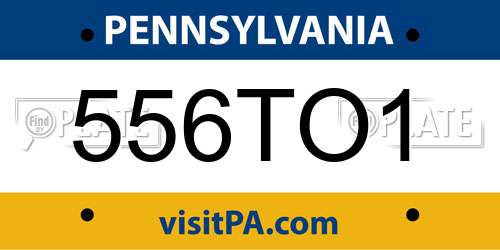 556TO1 Pennsylvania License Plate