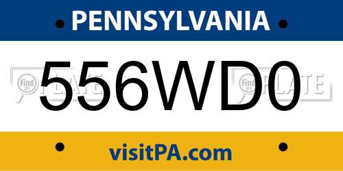 556WD0 Pennsylvania License Plate