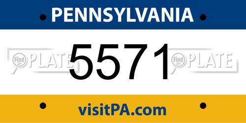 5571 Pennsylvania License Plate