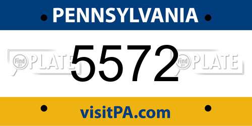 5572 Pennsylvania License Plate