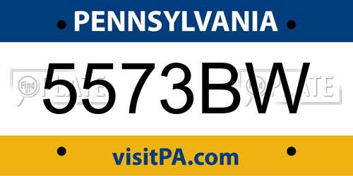 5573BW Pennsylvania License Plate