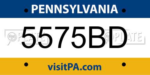 5575BD Pennsylvania License Plate