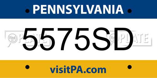 5575SD Pennsylvania License Plate