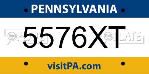 5576XT Pennsylvania License Plate