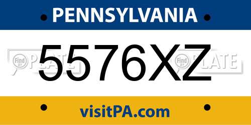 5576XZ Pennsylvania License Plate