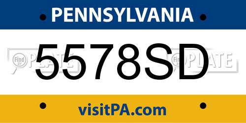 5578SD Pennsylvania License Plate