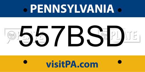 557BSD Pennsylvania License Plate