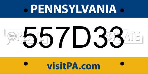 557D33 Pennsylvania License Plate