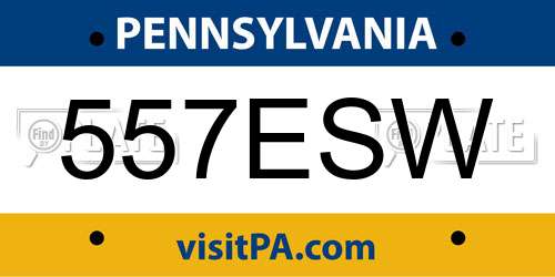 557ESW Pennsylvania License Plate