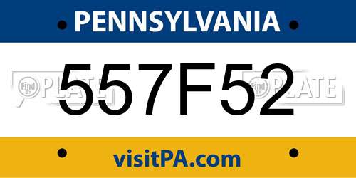 557F52 Pennsylvania License Plate
