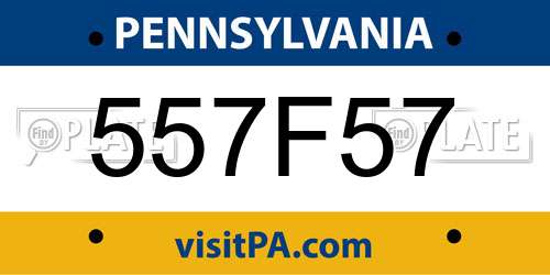 557F57 Pennsylvania License Plate