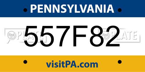 557F82 Pennsylvania License Plate