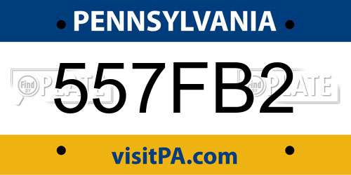 557FB2 Pennsylvania License Plate