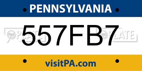557FB7 Pennsylvania License Plate
