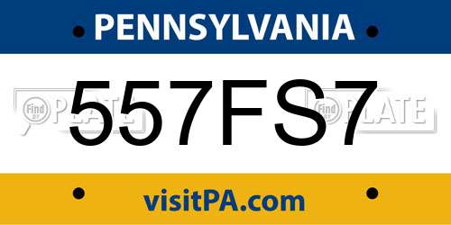 557FS7 Pennsylvania License Plate