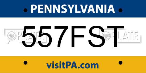 557FST Pennsylvania License Plate