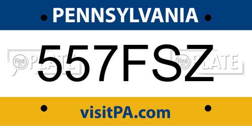557FSZ Pennsylvania License Plate