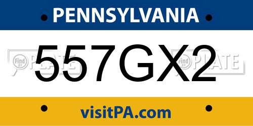 557GX2 Pennsylvania License Plate