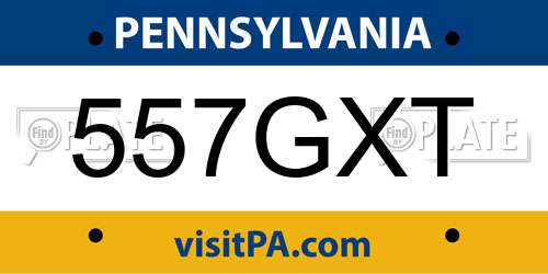 557GXT Pennsylvania License Plate