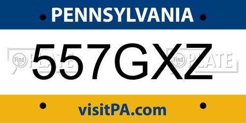 557GXZ Pennsylvania License Plate