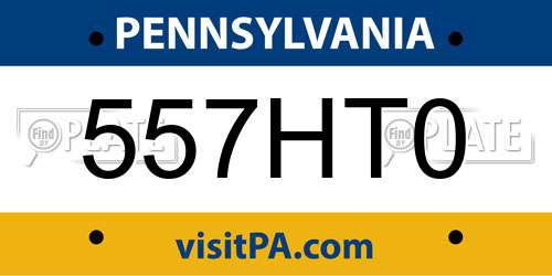 557HT0 Pennsylvania License Plate