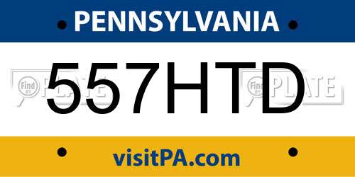 557HTD Pennsylvania License Plate