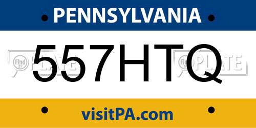 557HTQ Pennsylvania License Plate