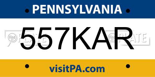 557KAR Pennsylvania License Plate