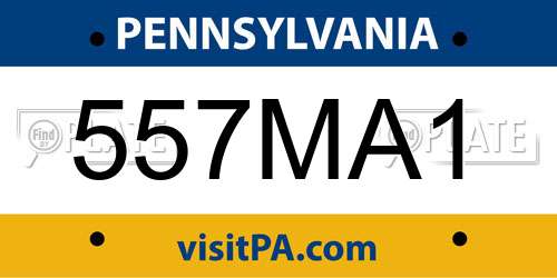 557MA1 Pennsylvania License Plate