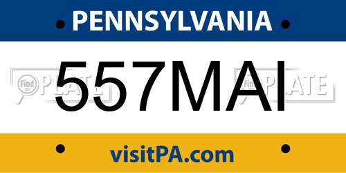 557MAI Pennsylvania License Plate