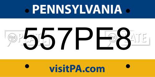 557PE8 Pennsylvania License Plate