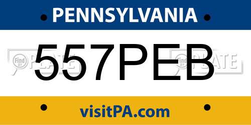 557PEB Pennsylvania License Plate
