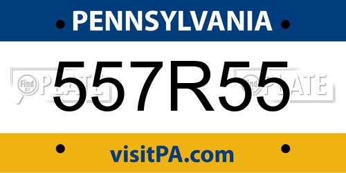557R55 Pennsylvania License Plate