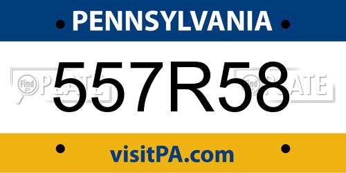 557R58 Pennsylvania License Plate