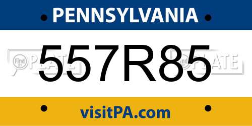 557R85 Pennsylvania License Plate
