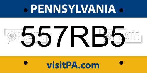 557RB5 Pennsylvania License Plate