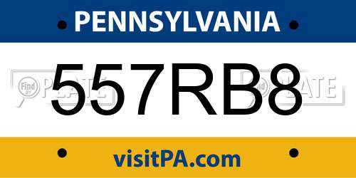 557RB8 Pennsylvania License Plate
