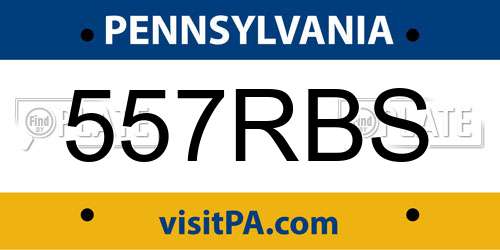 557RBS Pennsylvania License Plate