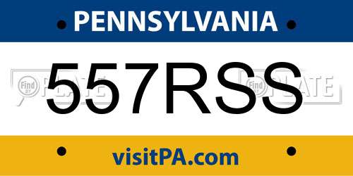 557RSS Pennsylvania License Plate