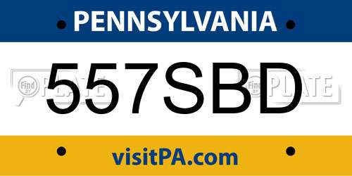 557SBD Pennsylvania License Plate