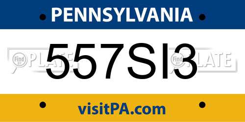 557SI3 Pennsylvania License Plate