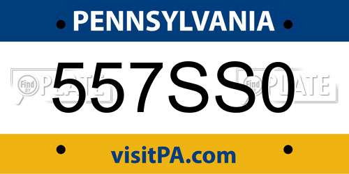 557SS0 Pennsylvania License Plate