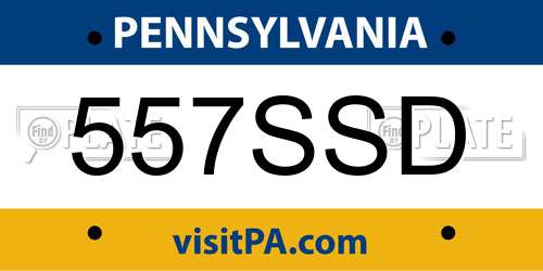 557SSD Pennsylvania License Plate