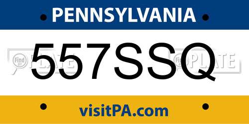 557SSQ Pennsylvania License Plate