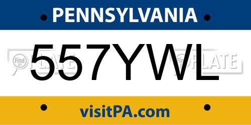 557YWL Pennsylvania License Plate