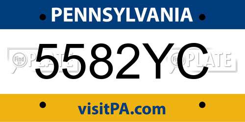 5582YC Pennsylvania License Plate