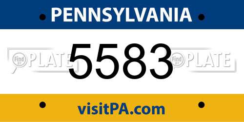 5583 Pennsylvania License Plate