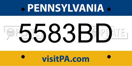 5583BD Pennsylvania License Plate