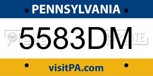5583DM Pennsylvania License Plate