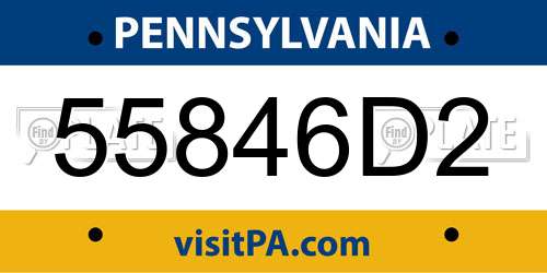 55846D2 Pennsylvania License Plate